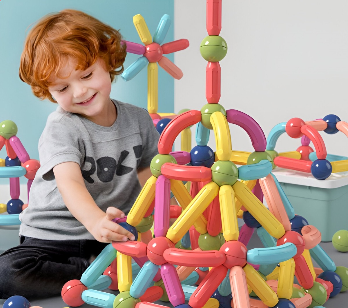 BLOQUES MAGNÉTICOS CONSTRUCCIÓN MULTICOLOR APRENDIZAJE EDUCATIVO JHN - 9