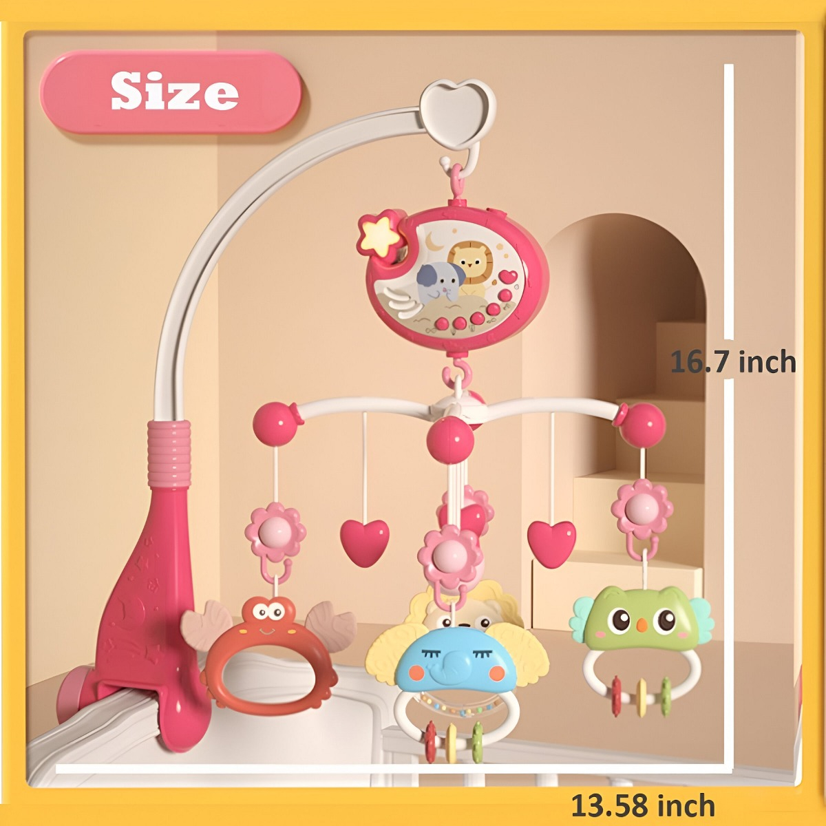 MÓVIL CUNA BEBÉ MULTICOLOR MÚSICA LUCES CARRUSEL PORTÁTIL COLGANTE JHN - 7