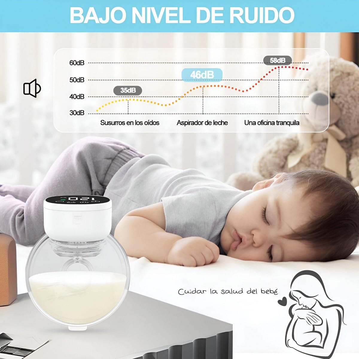EXTRACTOR LECHE SACALECHE MATERNA DOBLE PORTÁTIL LED JHN MULTICOLOR - 6