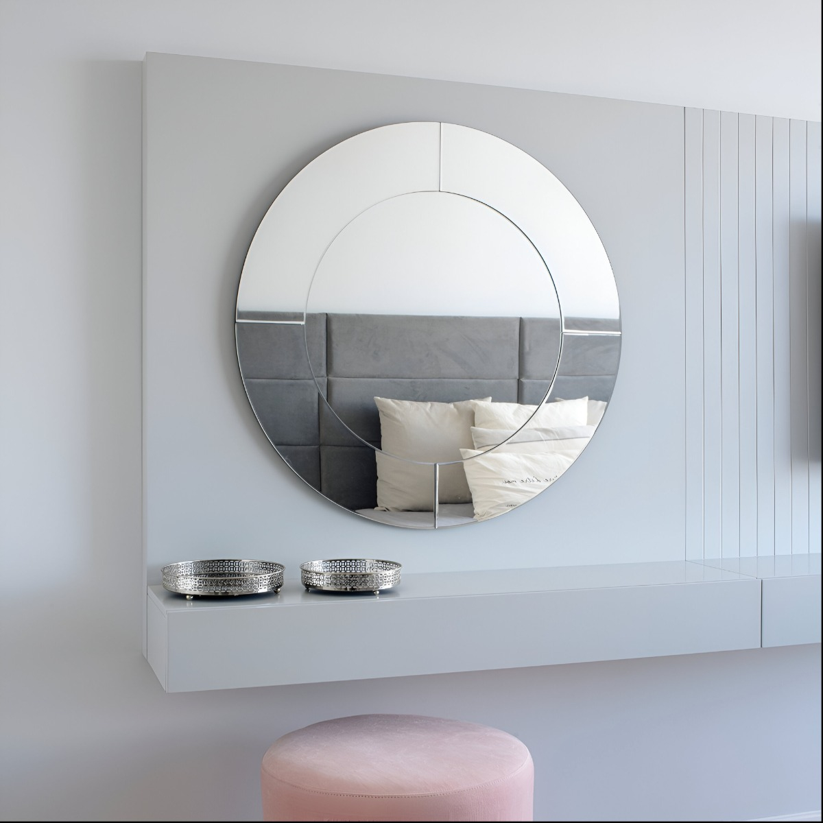 ESPEJO PARED REDONDO ELEGANTE BORDE ESPEJO DECORATIVO JHN - 3