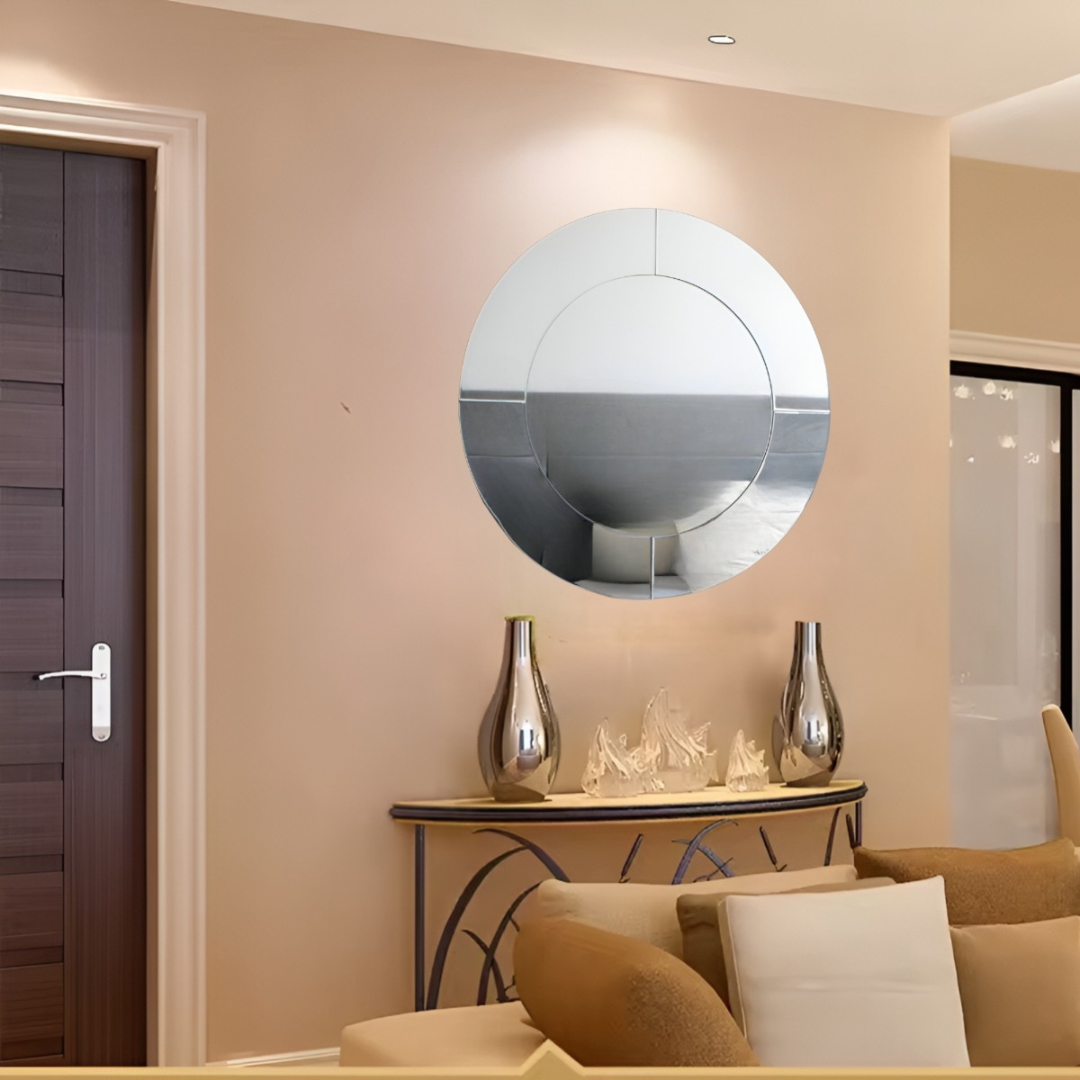 ESPEJO PARED REDONDO ELEGANTE BORDE ESPEJO DECORATIVO JHN - 5