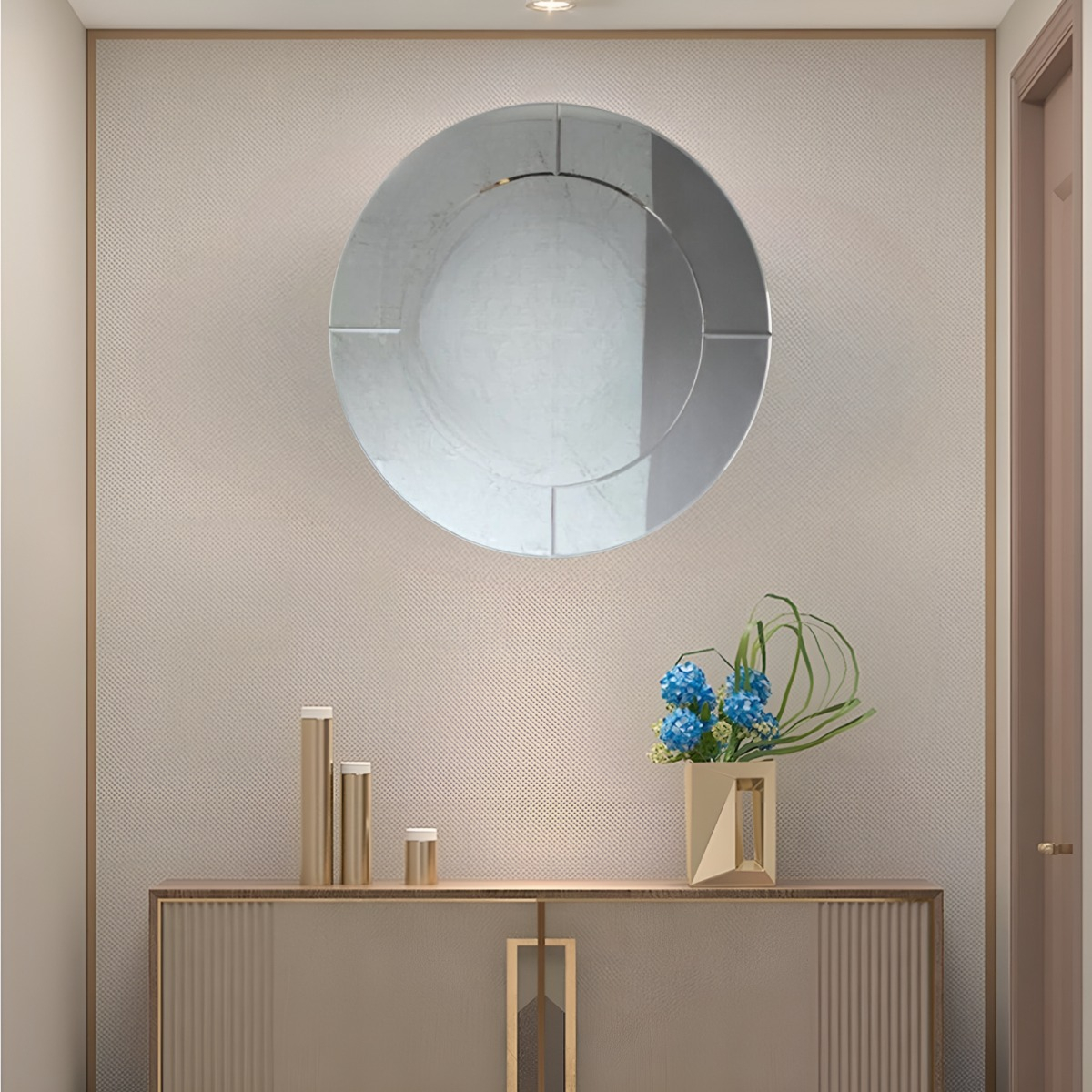ESPEJO PARED REDONDO ELEGANTE BORDE ESPEJO DECORATIVO JHN - 8