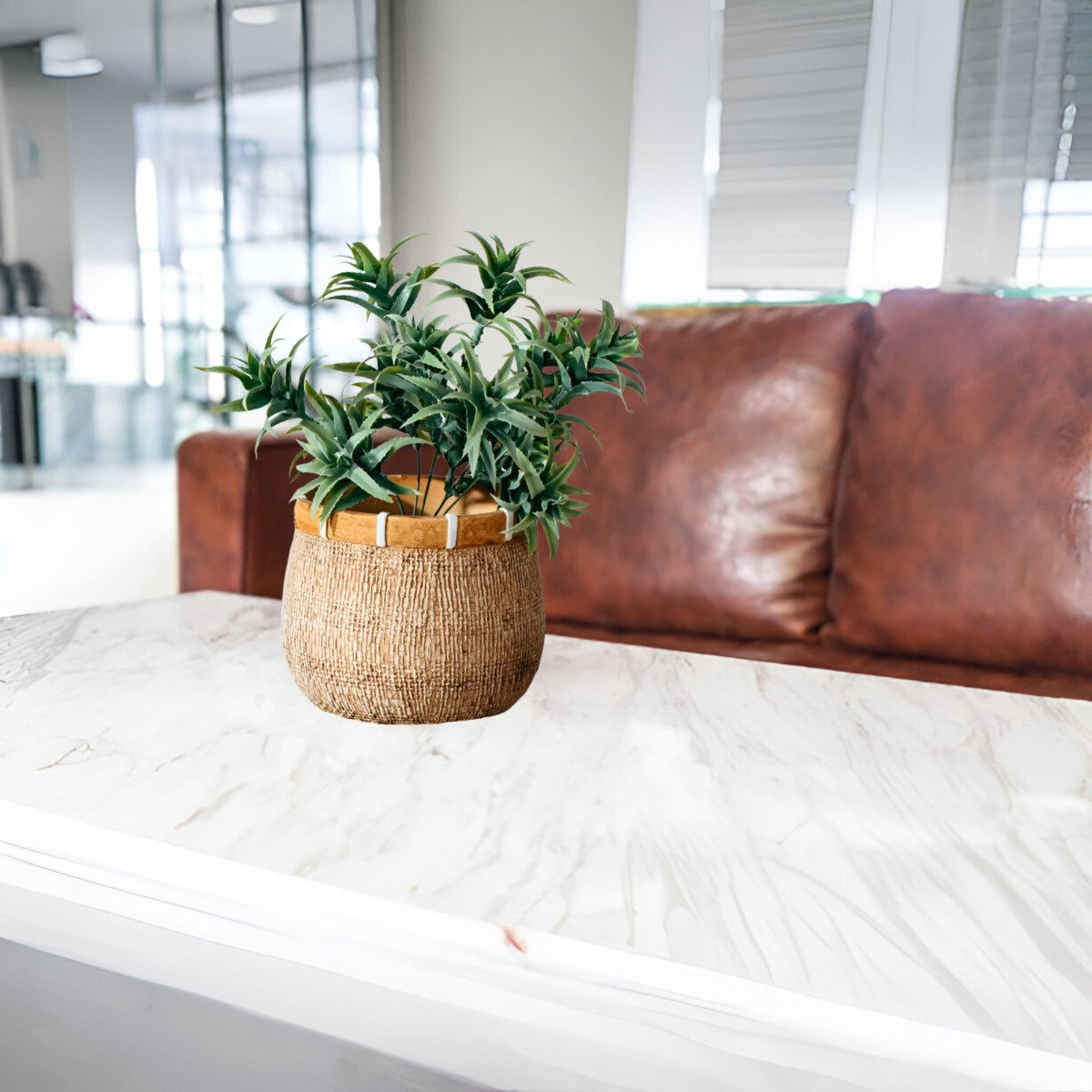 MACETA PLANTAS ARCILLA IMITACIÓN DE RATÁN DECORACIÓN JHN - 6