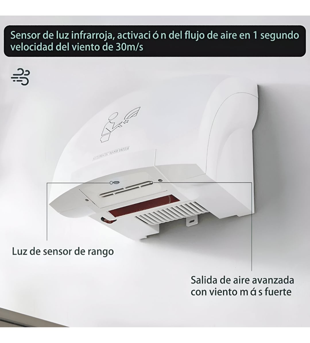 SECADOR MANOS AUTOMÁTICO SENSOR INFRARROJO INTELIGENTE JHN - 9