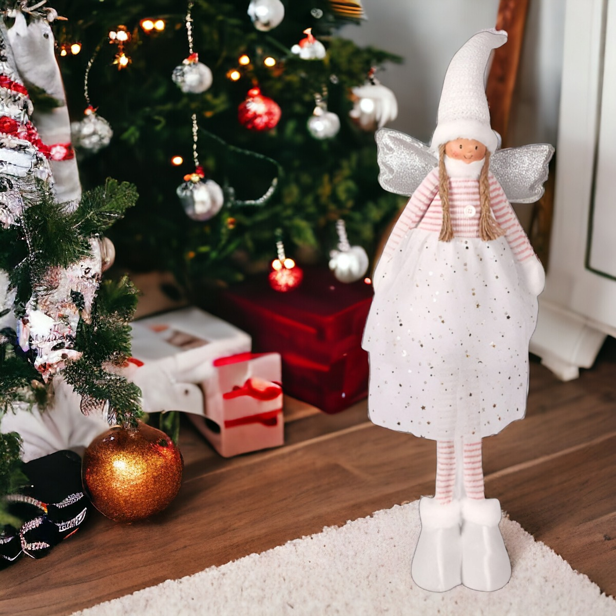 DECORACIÓN ÁNGEL NAVIDAD DE PIE 79 CM TRENZADO ESTRELLA JHN - 10