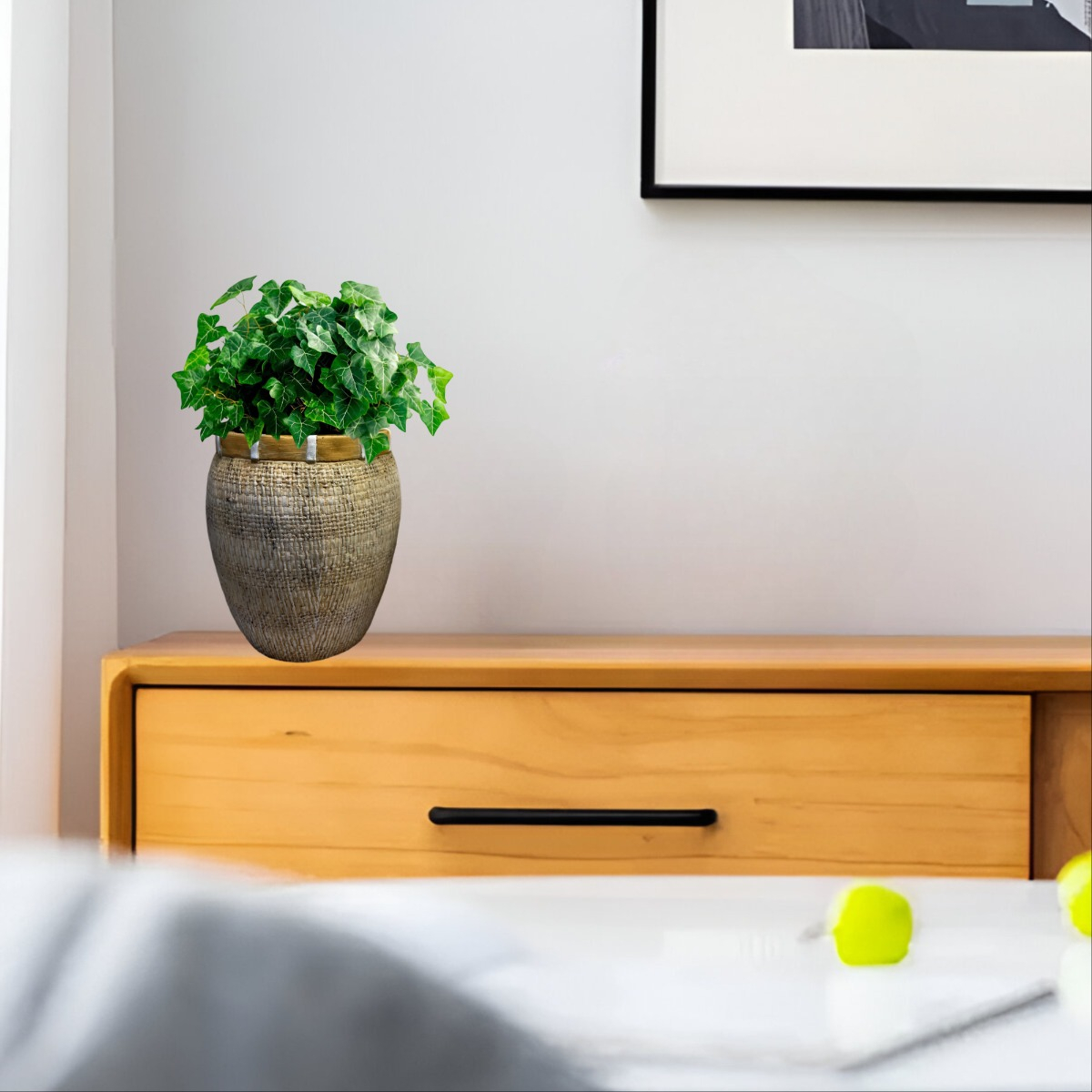 MACETA DECORATIVA PLANTAS ARCILLA IMITACIÓN DE RATÁN JHN - 8
