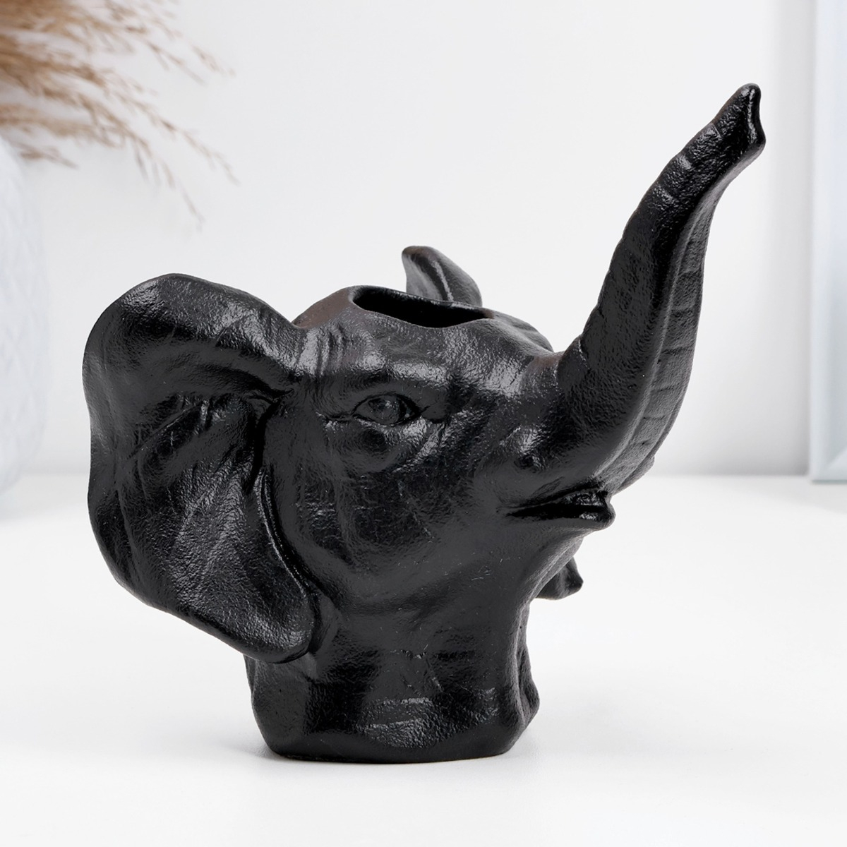 MACETA CERÁMICA ELEFANTE NEGRO DECORACIÓN JHN - 4