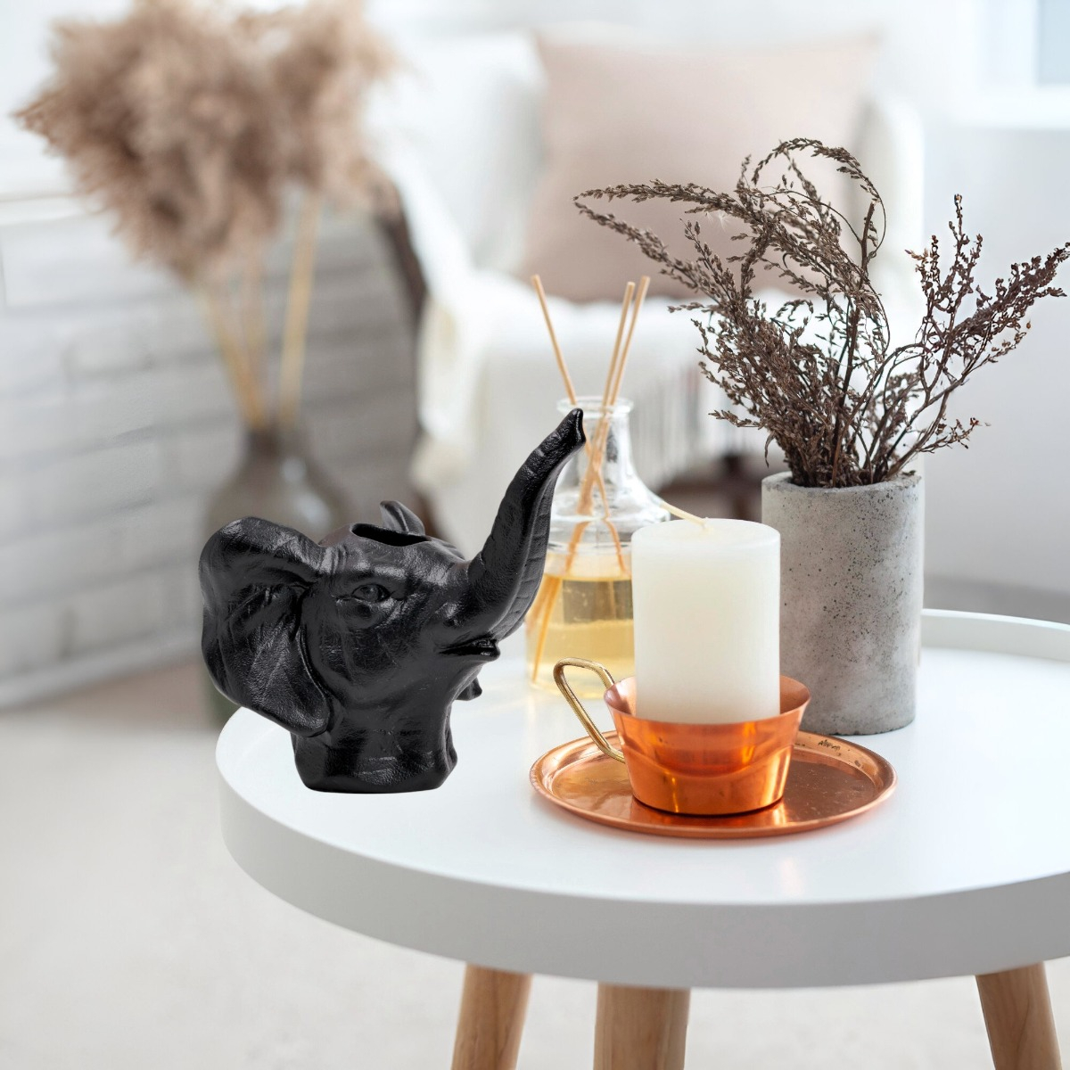 MACETA CERÁMICA ELEFANTE NEGRO DECORACIÓN JHN - 6