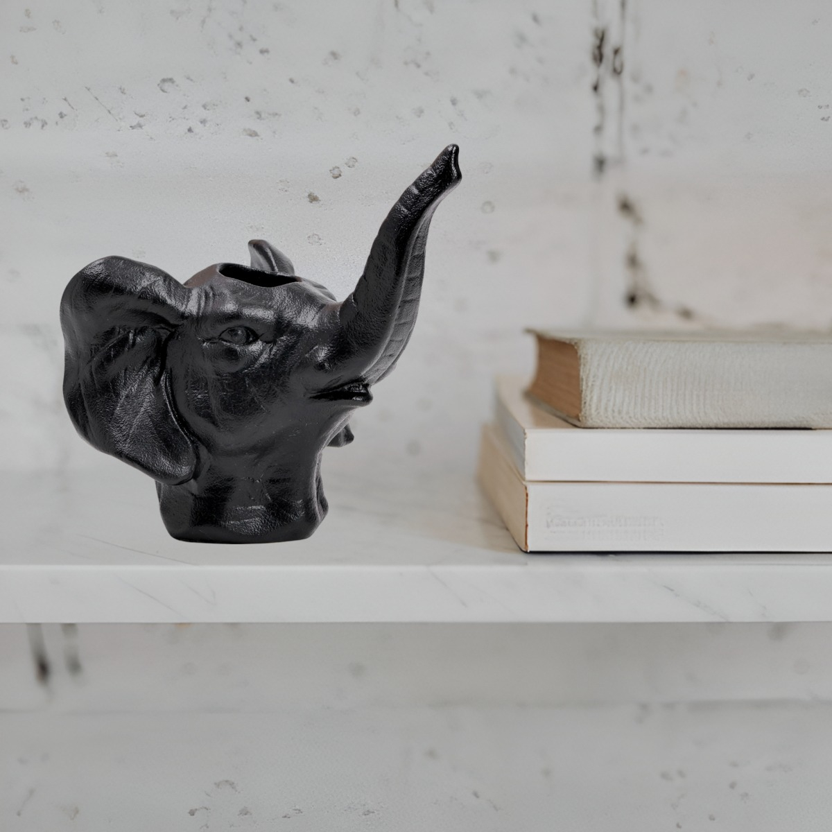 MACETA CERÁMICA ELEFANTE NEGRO DECORACIÓN JHN - 10