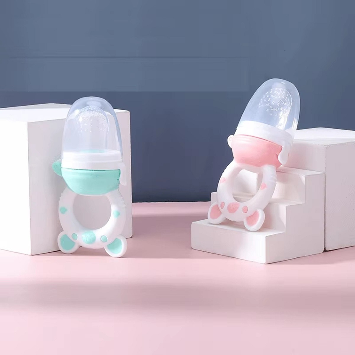 SET 4 CHUPETES ALIMENTADOR COMEDOR FRUTAS BEBE LAU MULTICOLOR SILICONA - 2