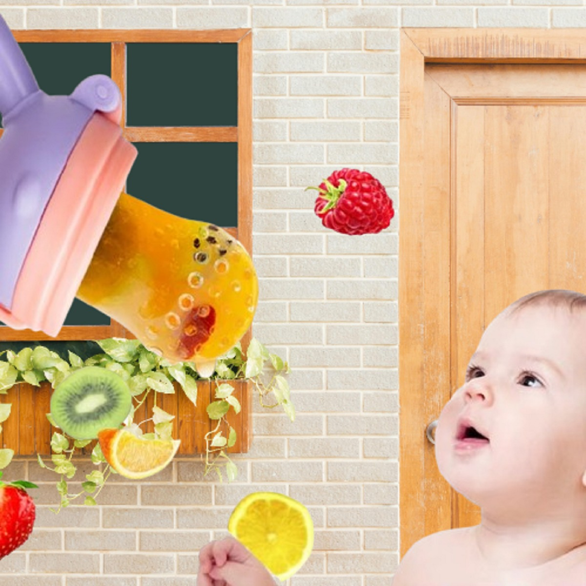 SET 4 CHUPETES ALIMENTADOR FRUTAS MORDEDOR BEBES LAU MULTICOLOR SILICONA - 8