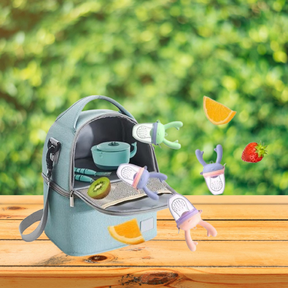 SET 4 CHUPETES ALIMENTADOR FRUTAS MORDEDOR BEBES LAU MULTICOLOR SILICONA - 9