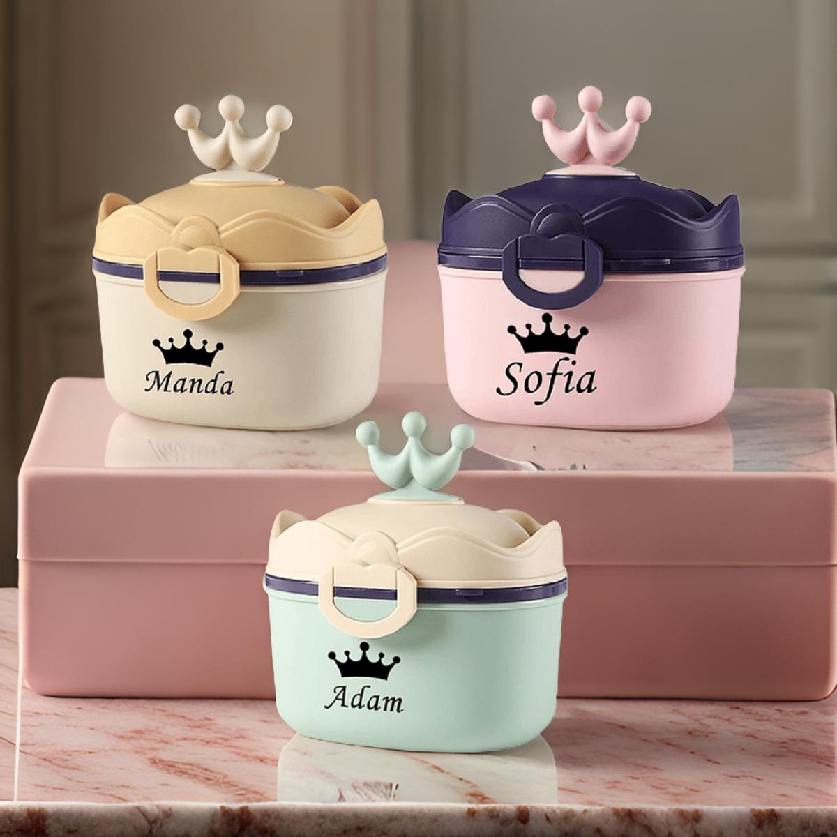 SET 3 CONTENEDORES FORMULA LECHE PORTATIIL COMPACTO BEBES LAU MULTICOLOR - 6
