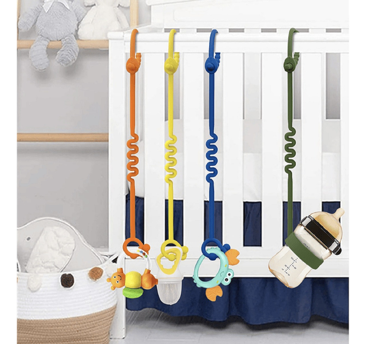 SET 5 PORTACHUPETES MULTICOLOR MAMADERAS SILICONA JUGUETE BEBES LAU - 4