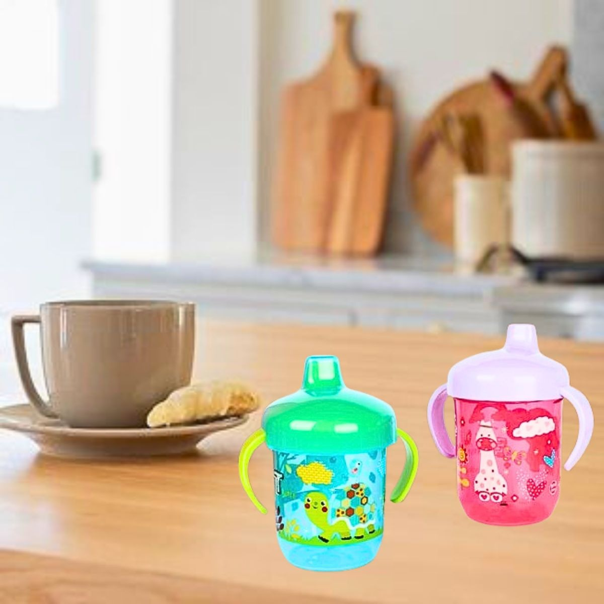 SET 4 VASOS SILICONA ANTIDERRAME ENTRENADOR 6M BEBES LAU - 9