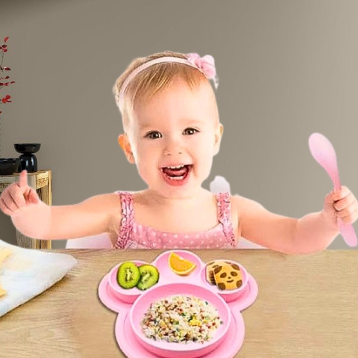 SET 2 PLATOS SILICONA FORMA OSO ALIMENTACION BEBES LAU - 6