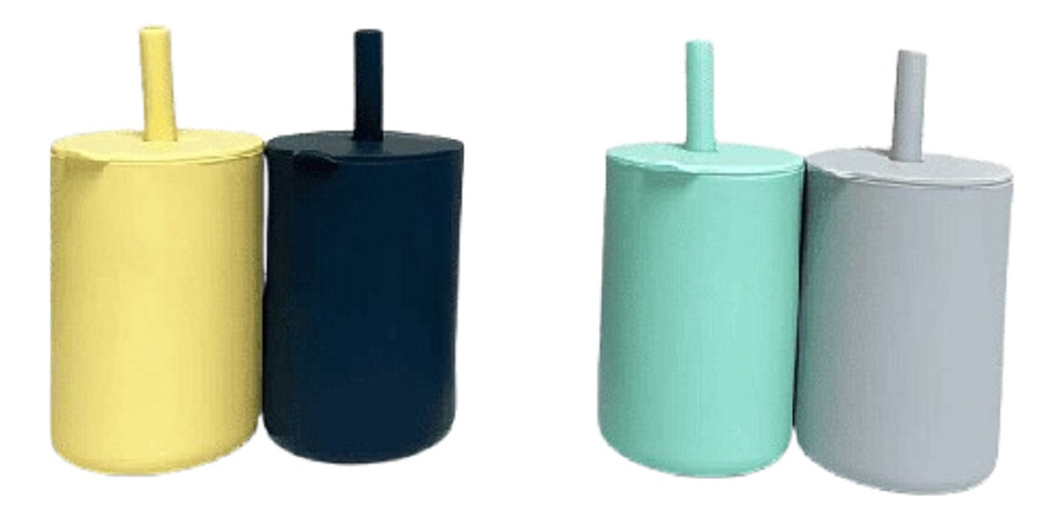 SET 3 VASOS SILICONA BOMBILLA ENTRENAMIENTO BEBE NIÑOS LAU - 1