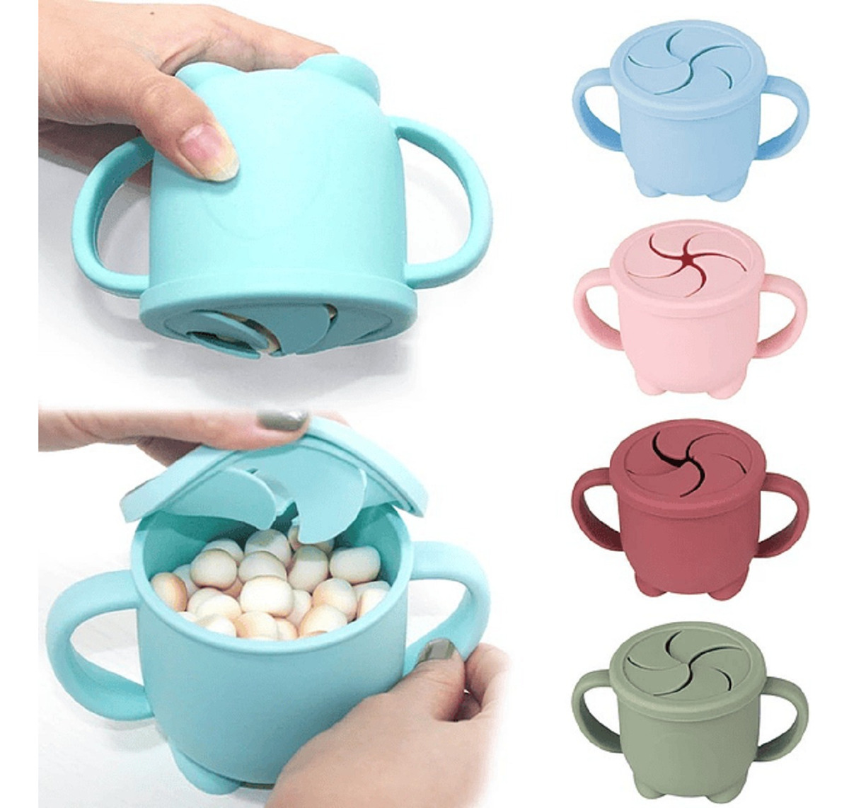 SET 2 VASOS SILICONA ALMACENAMIENTO ALIMENTOS BEBES LAU - 1