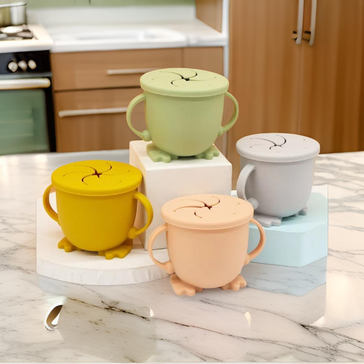 SET 2 VASOS SILICONA ALMACENAMIENTO ALIMENTOS BEBES LAU - 5