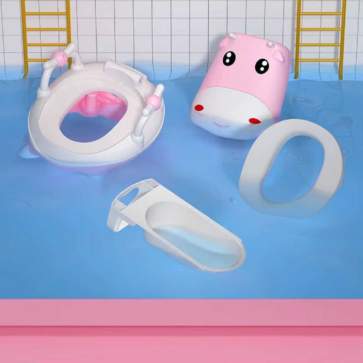 PELELA DISEÑO VACA PORTATIL BAÑO MANIJA NIÑOS NILAS LAU - 5