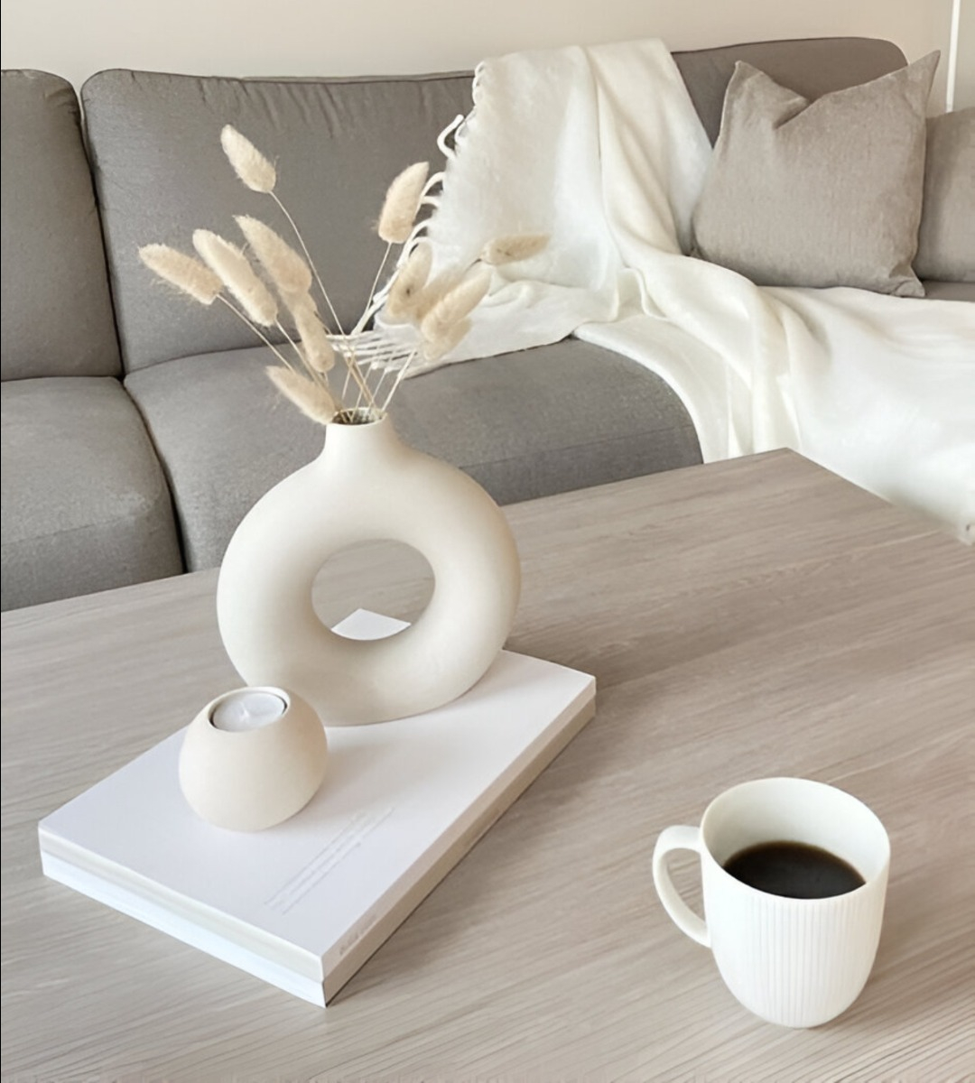 JARRÓN FLORERO CERÁMICA BLANCA DECORACIÓN MODERNA 15,5CM JHN - 3