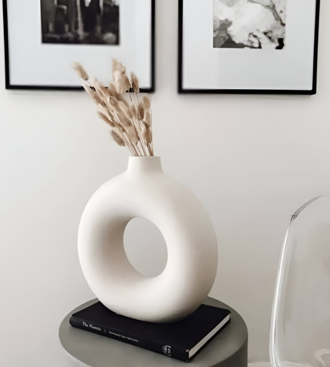 JARRÓN FLORERO CERÁMICA BLANCA DECORACIÓN MODERNA 15,5CM JHN - 7
