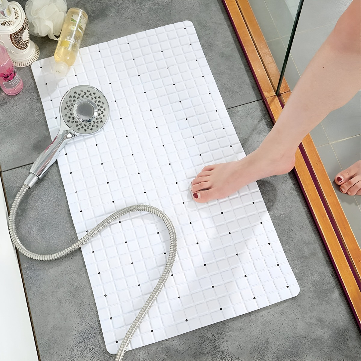SET 2 ALFOMBRA ANTIDESLIZANTE BAÑO DUCHA DRENAJE SUAVE JHN - 6