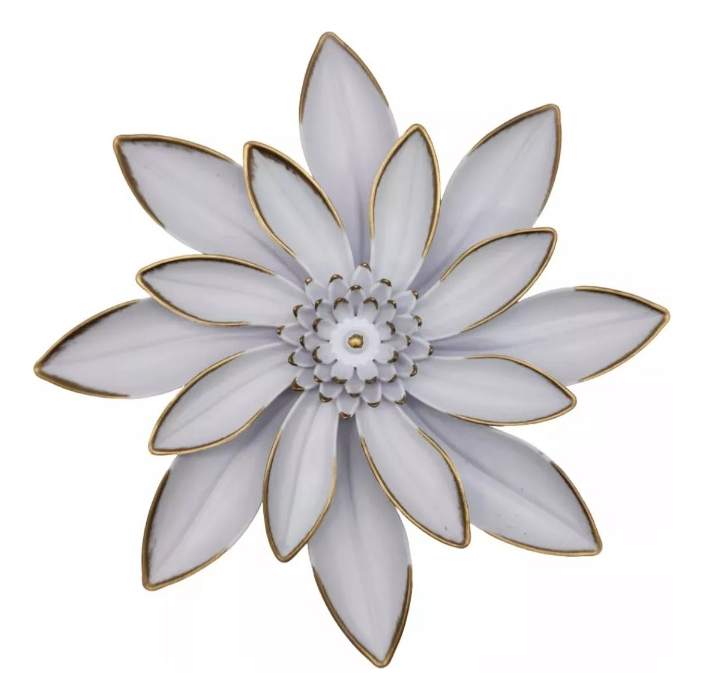 SET 4 ESPEJOS Y FLORES DE LOTO DECORATIVOS BLANCO JHN - 2