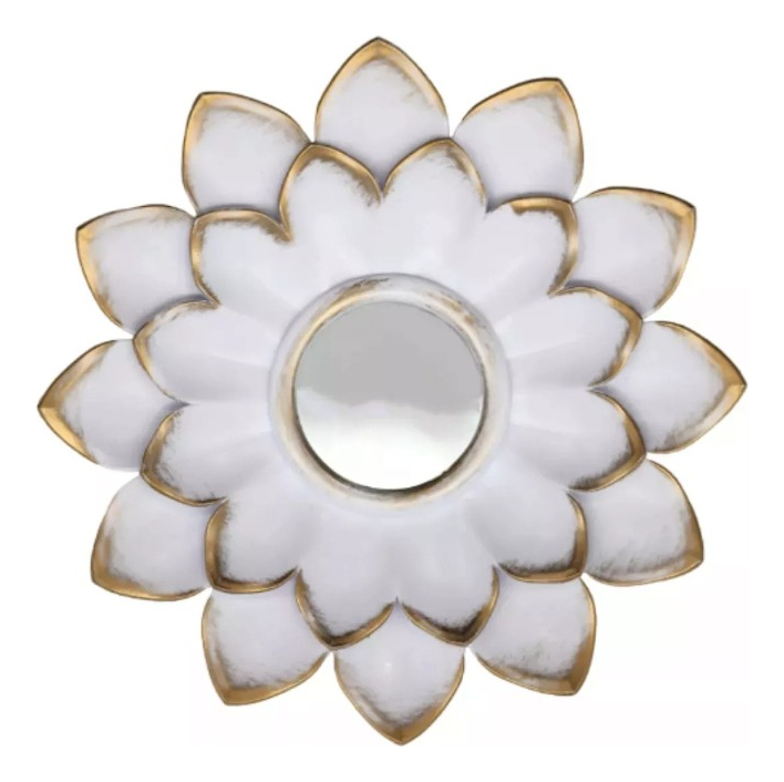 SET 4 ESPEJOS Y FLORES DE LOTO DECORATIVOS BLANCO JHN - 10