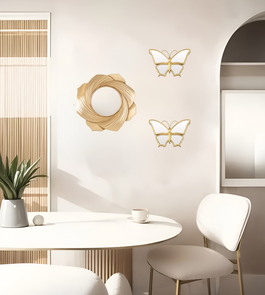 SET DE 3 ESPEJOS MARIPOSA DECORATIVOS DORADOS JHN - 3