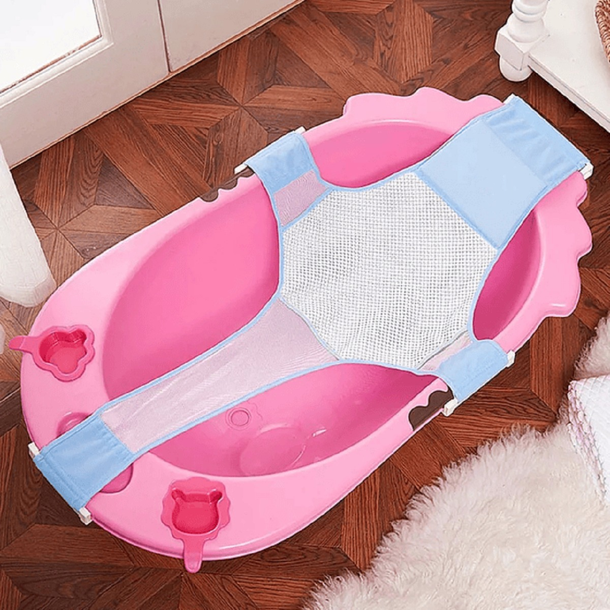 SET 2 MALLA APOYO TINA ASIENTO BAÑO AJUSTABLE BEBES LAU - 6