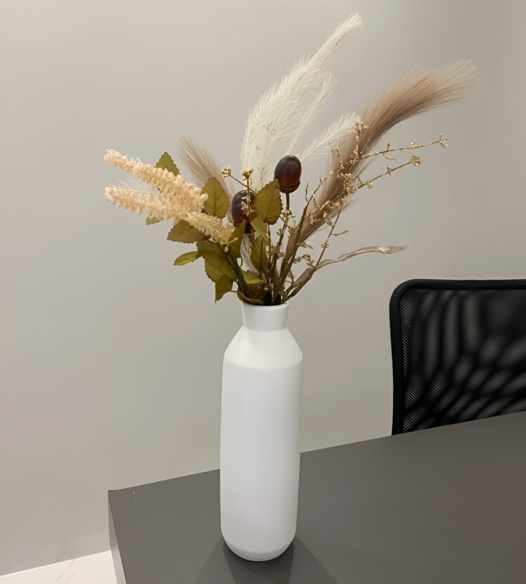 FLORERO JARRÓN DECORATIVO CERÁMICA ALTO MESA BLANCO JHN - 10