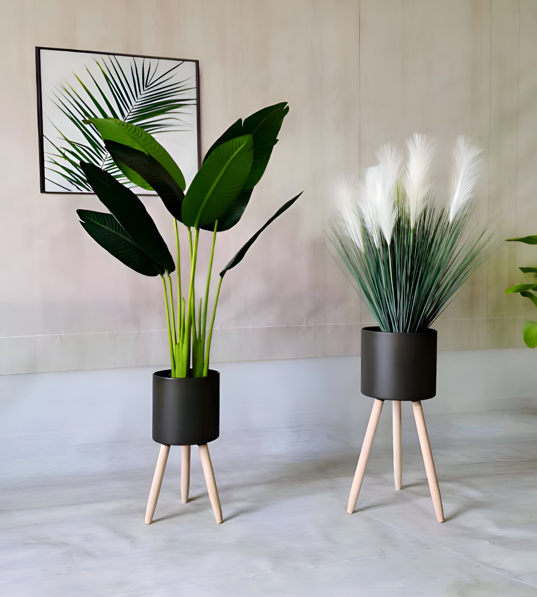 SET MACETAS PLANTA FLORES INTERIOR EXTERIOR PATAS NEGRA JHN - 9