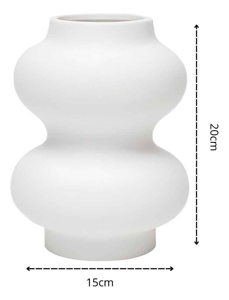 JARRÓN FLORERO CERÁMICA DECORACIÓN MODERNO BLANCO HOGAR JHN - 2