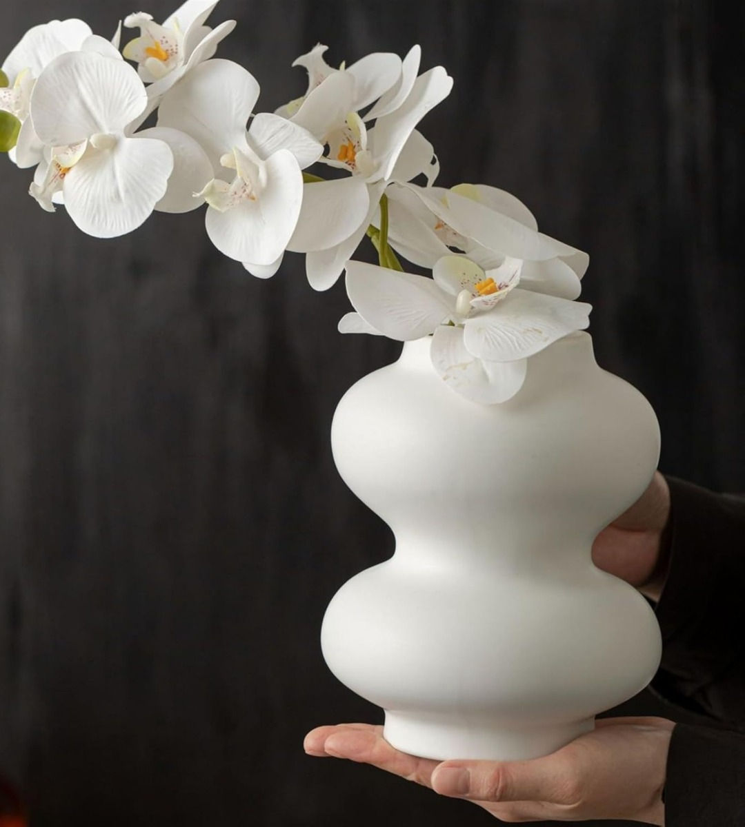 JARRÓN FLORERO CERÁMICA DECORACIÓN MODERNO BLANCO HOGAR JHN - 7