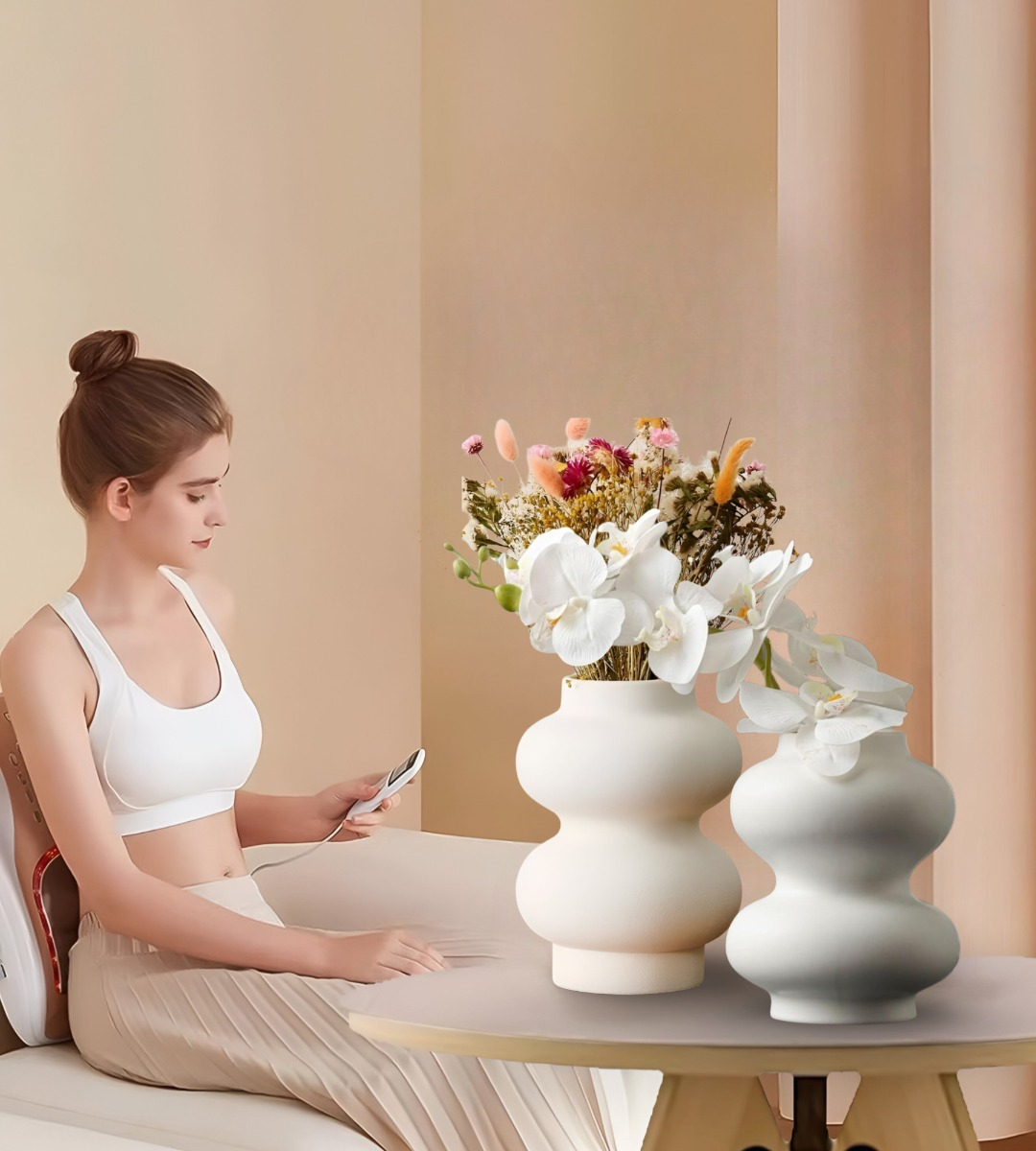JARRÓN FLORERO CERÁMICA DECORACIÓN MODERNO BLANCO HOGAR JHN - 9