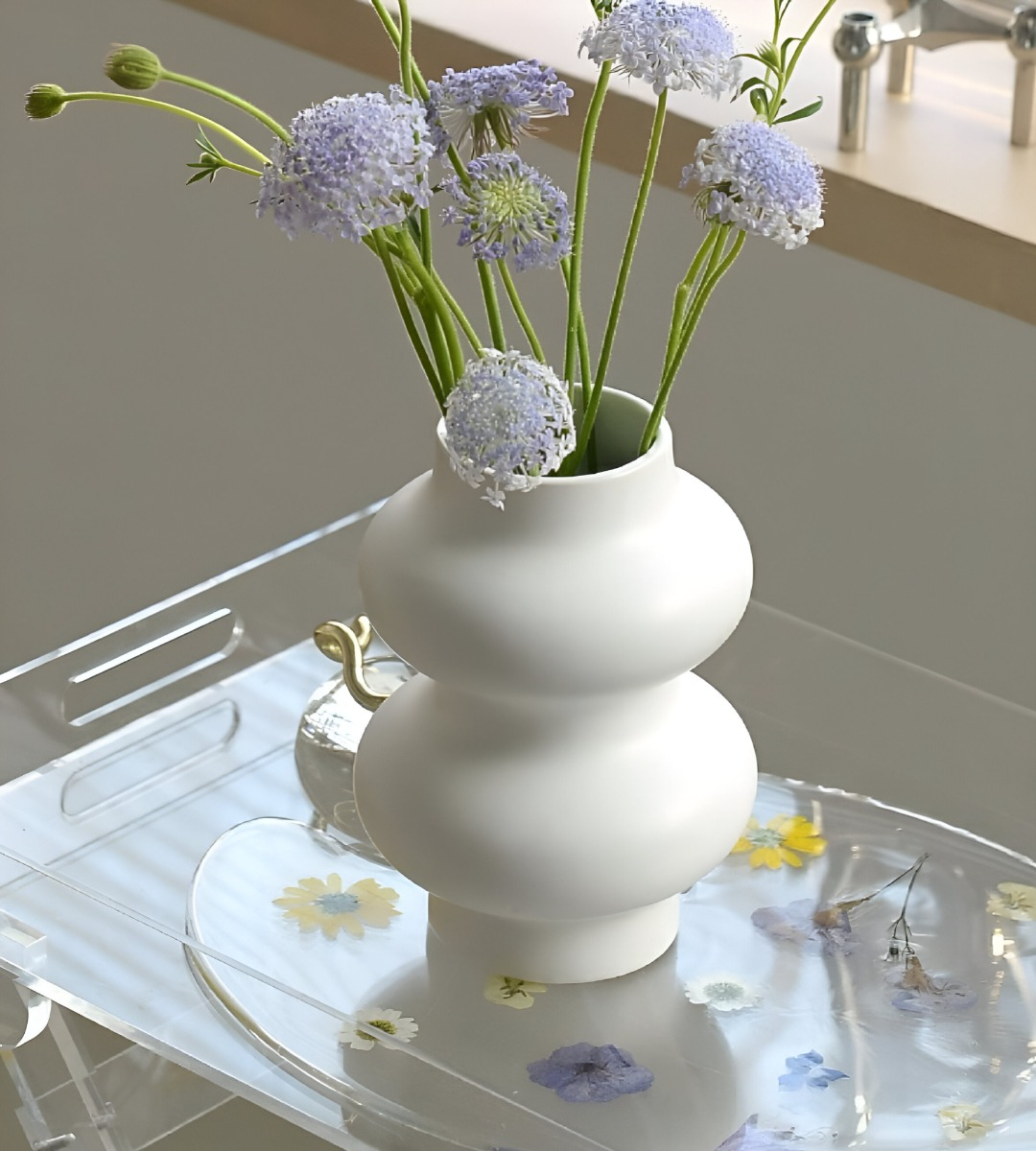 JARRÓN FLORERO CERÁMICA DECORACIÓN MODERNO BLANCO HOGAR JHN - 10