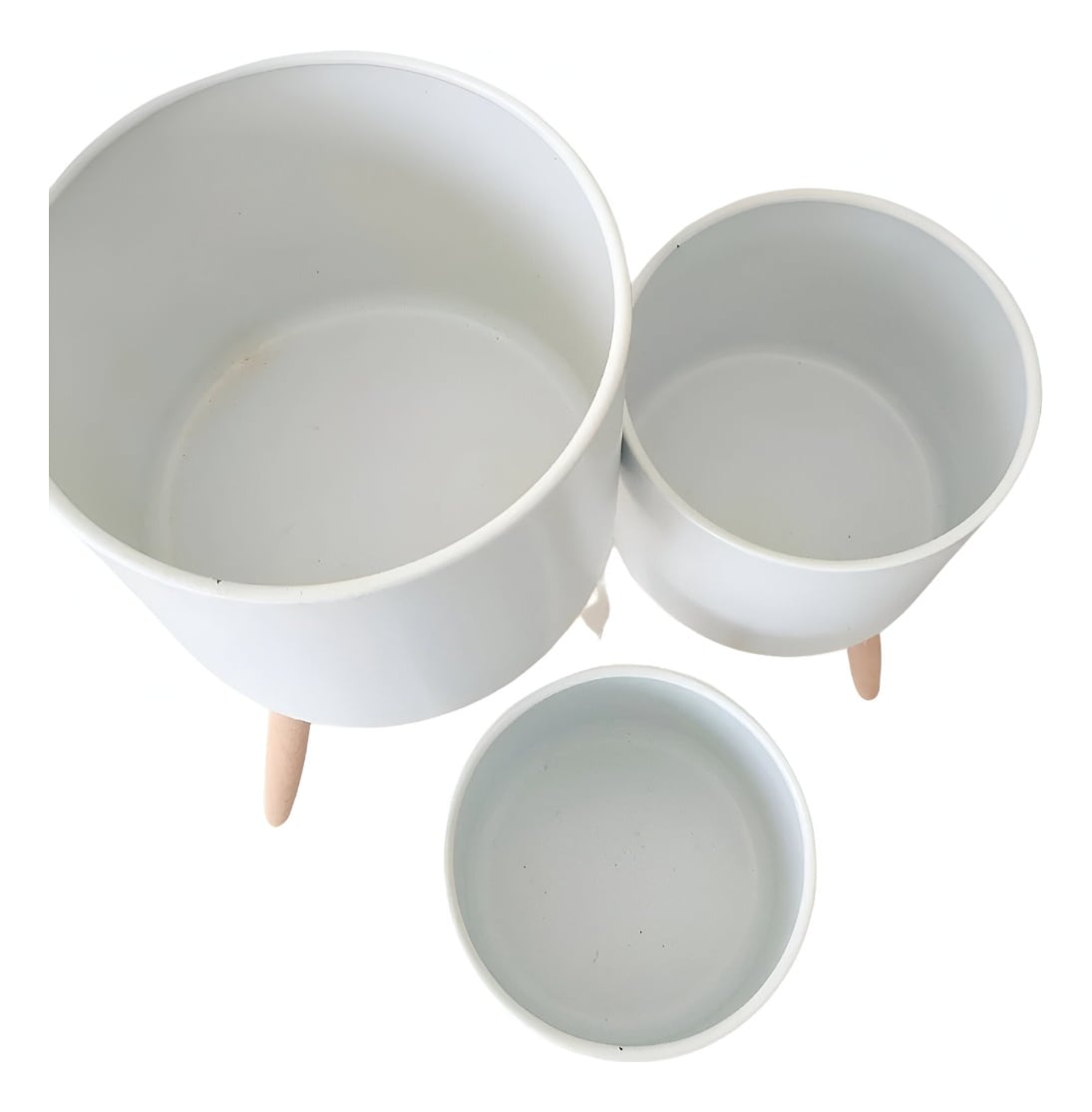 SET MACETAS PLANTA PATAS INTERIOR EXTERIOR FLORES BLANCA JHN - 3