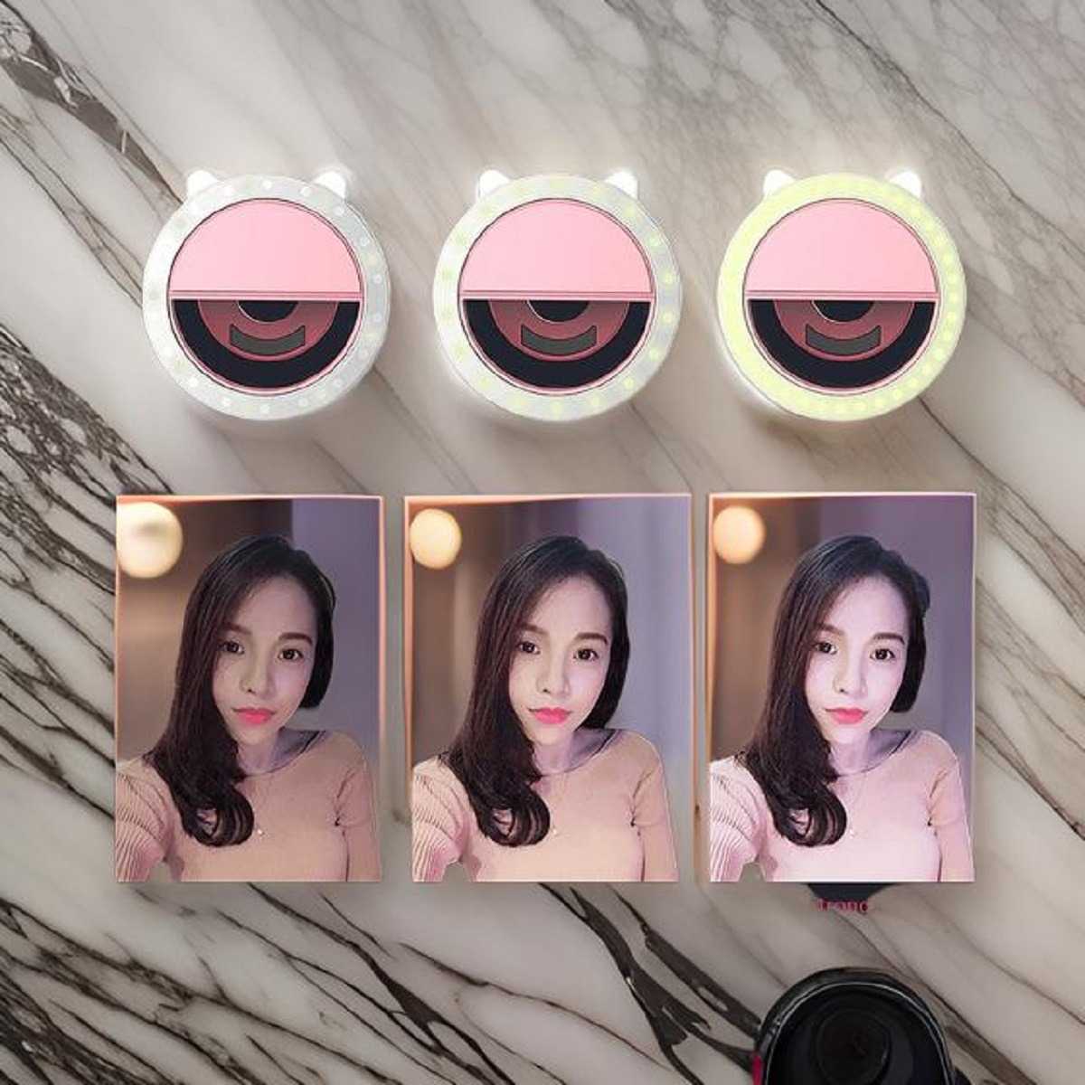 SET 4 ANILLO LUZ LED SELFIE DISEÑO OREJAS PORTÁTIL USB LAU - 3