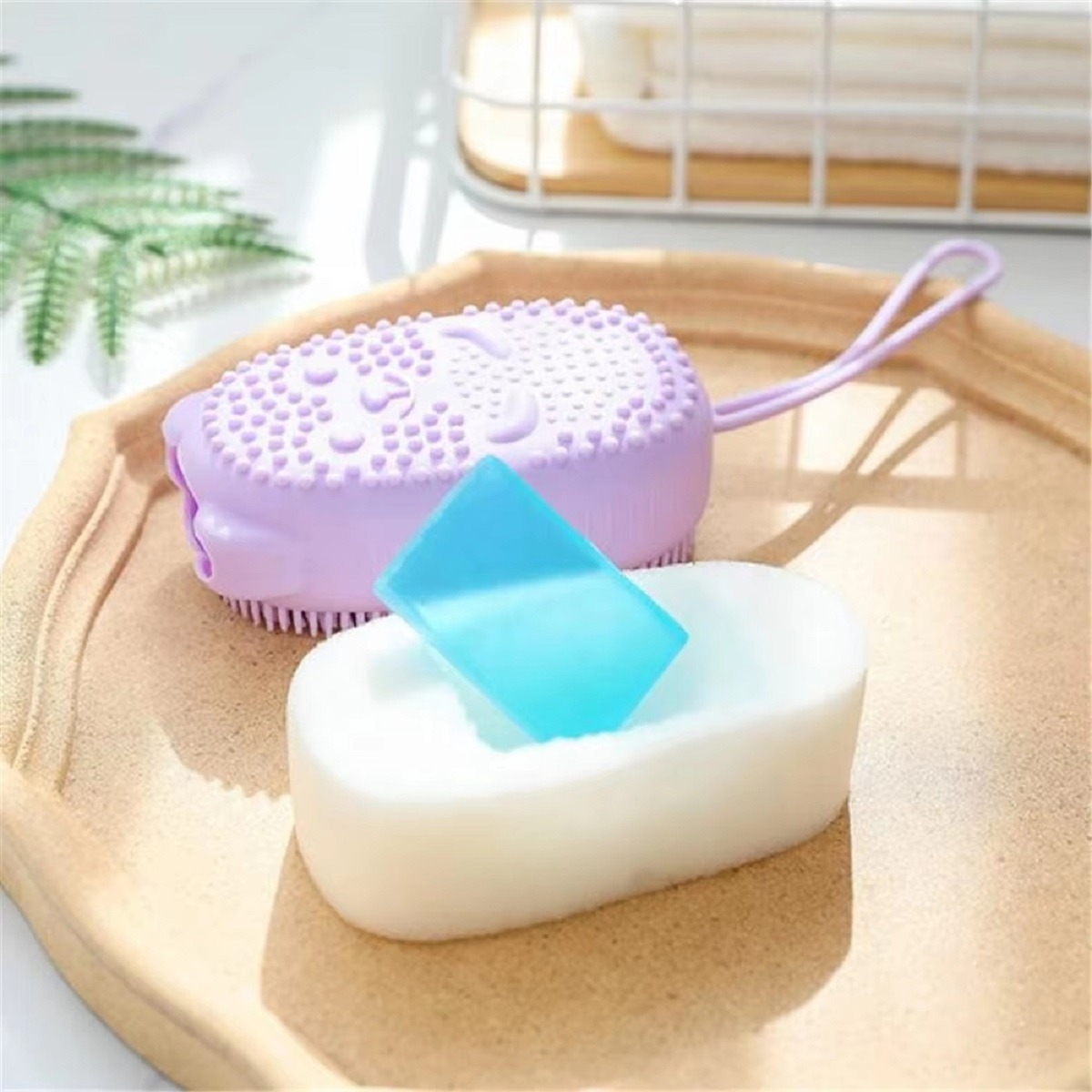 SET 8 ESPONJAS BAÑO EXFOLIA SILICONA MASAJE LIMPIEZA LAU - 7