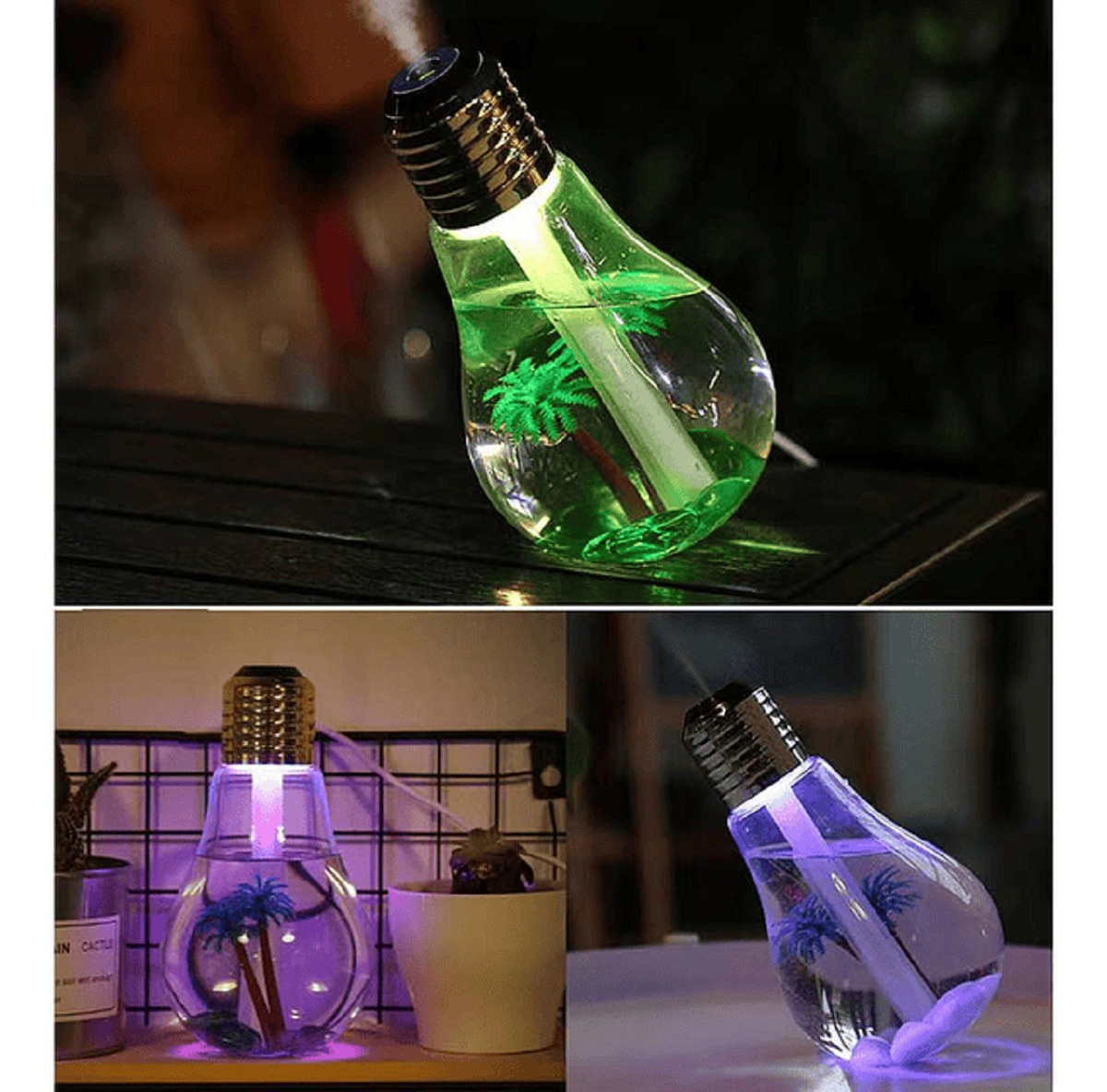 HUMIDIFICADOR DISEÑO BOMBILLO NOCTURNO DECORA PORTÁTIL LAU - 4