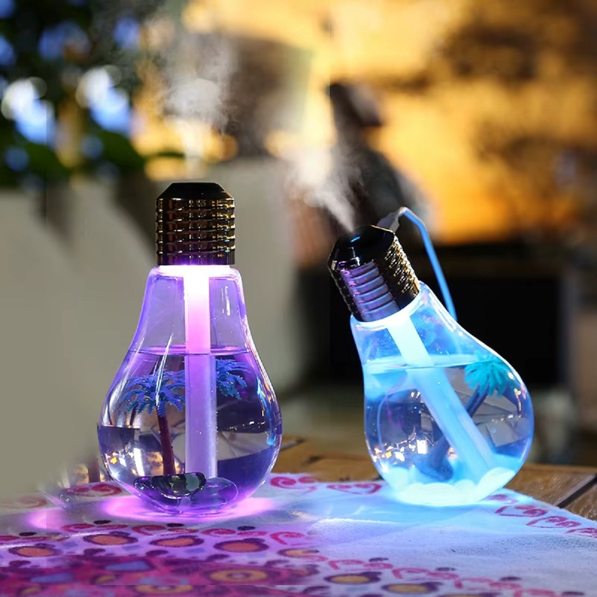HUMIDIFICADOR DISEÑO BOMBILLO NOCTURNO DECORA PORTÁTIL LAU - 10