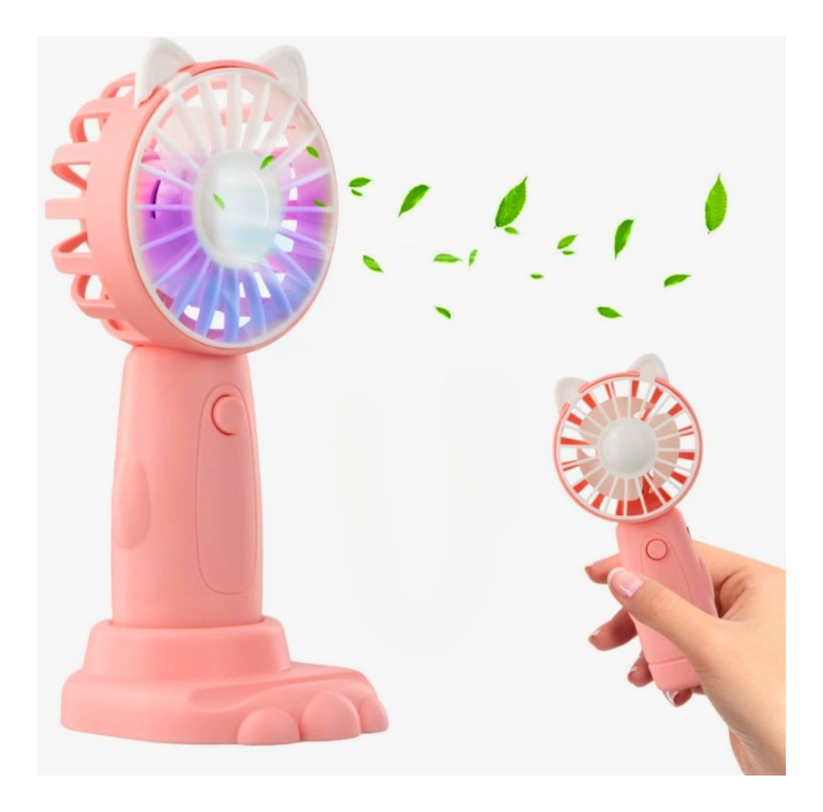 SET 3 MINI VENTILADOR OREJAS CONEJO GATO MANO PORTÁTIL LAU - 2