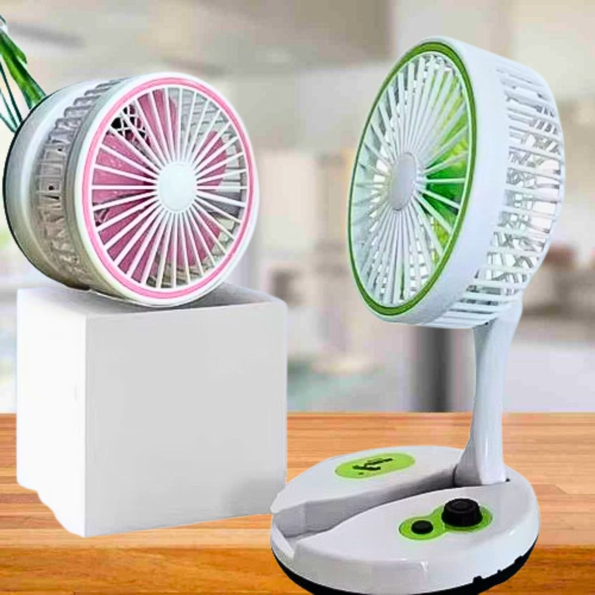 VENTILADOR MESA USB PORTÁTIL PLEGABLE LUCES LED HOGAR LAU - 4