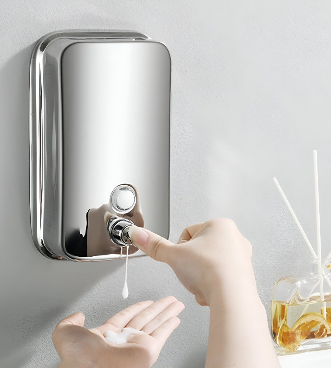DISPENSADOR JABÓN PARED MODERNO 500ML BAÑO COCINA JHN - 6