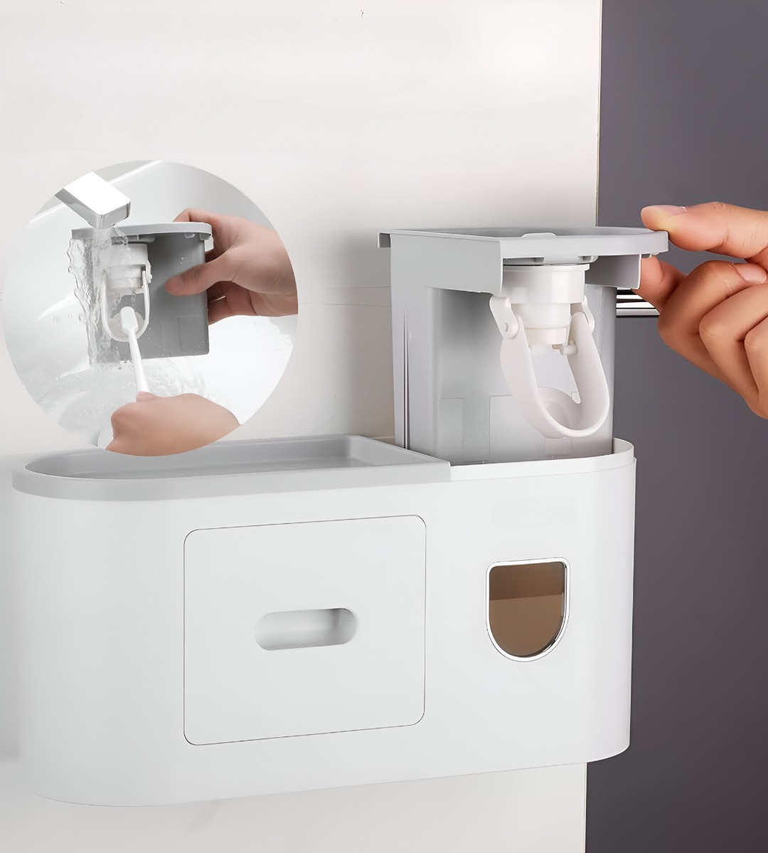 SOPORTE CEPILLOS DIENTES DISPENSADOR PASTA ORGANIZADOR JHN - 8