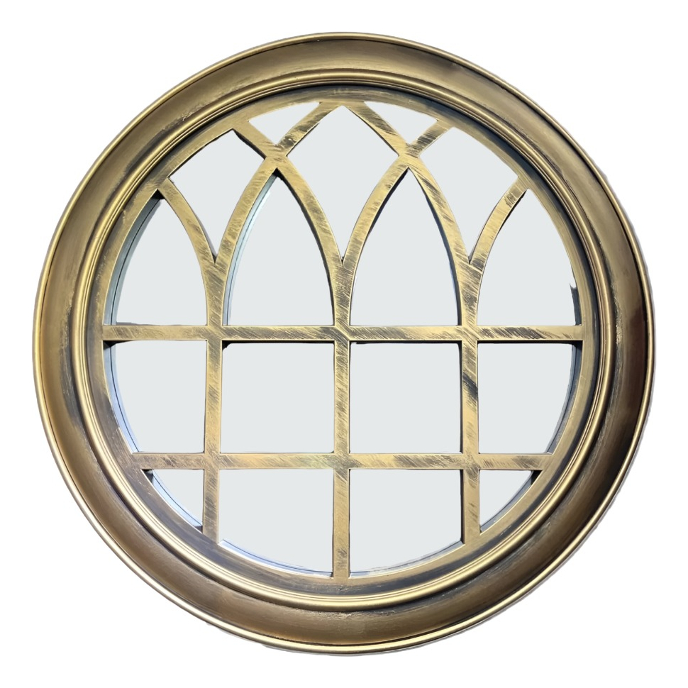 ESPEJO DECORATIVO DORADO CIRCULAR VENTANA ELEGANTE JHN - 1
