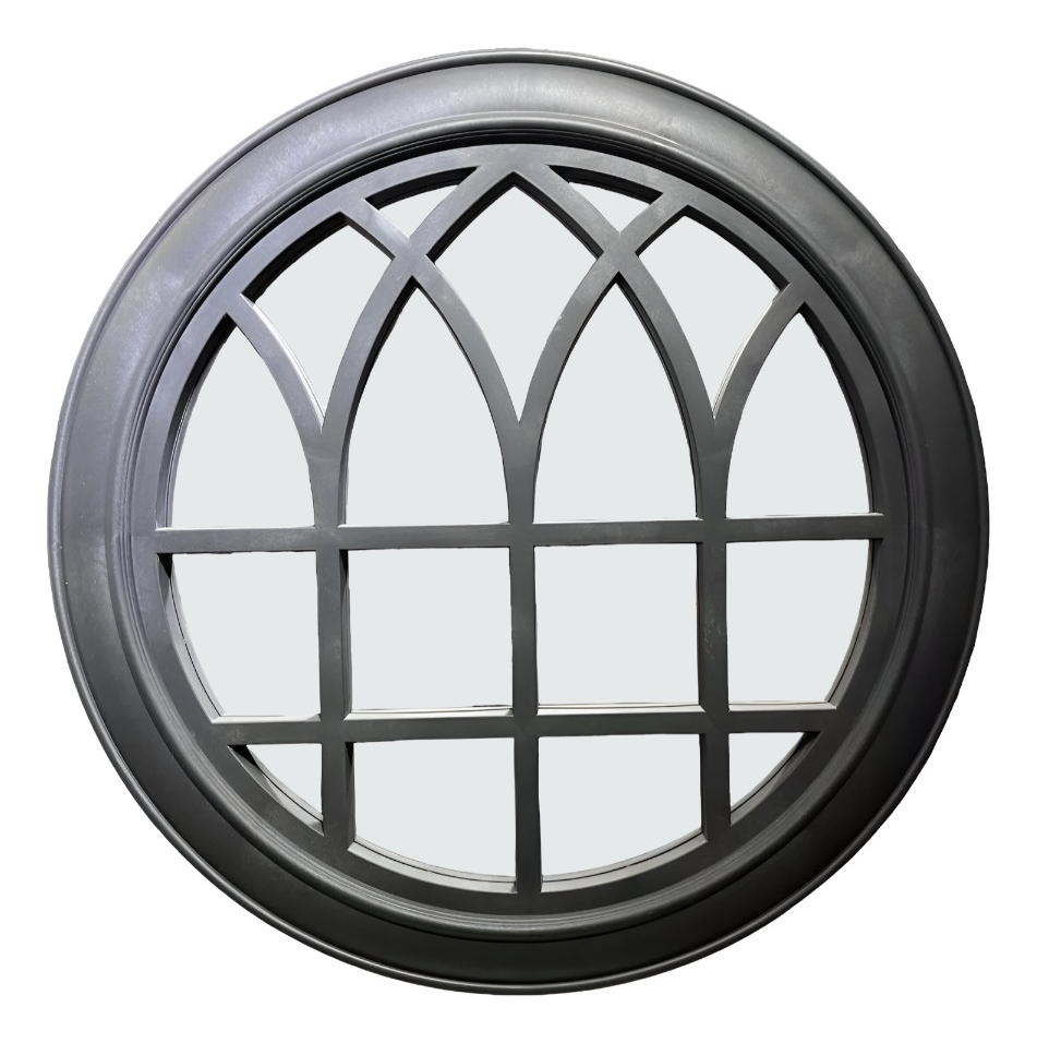 ESPEJO DECORATIVO CIRCULAR VENTANA NEGRO ELEGANTE JHN - 1