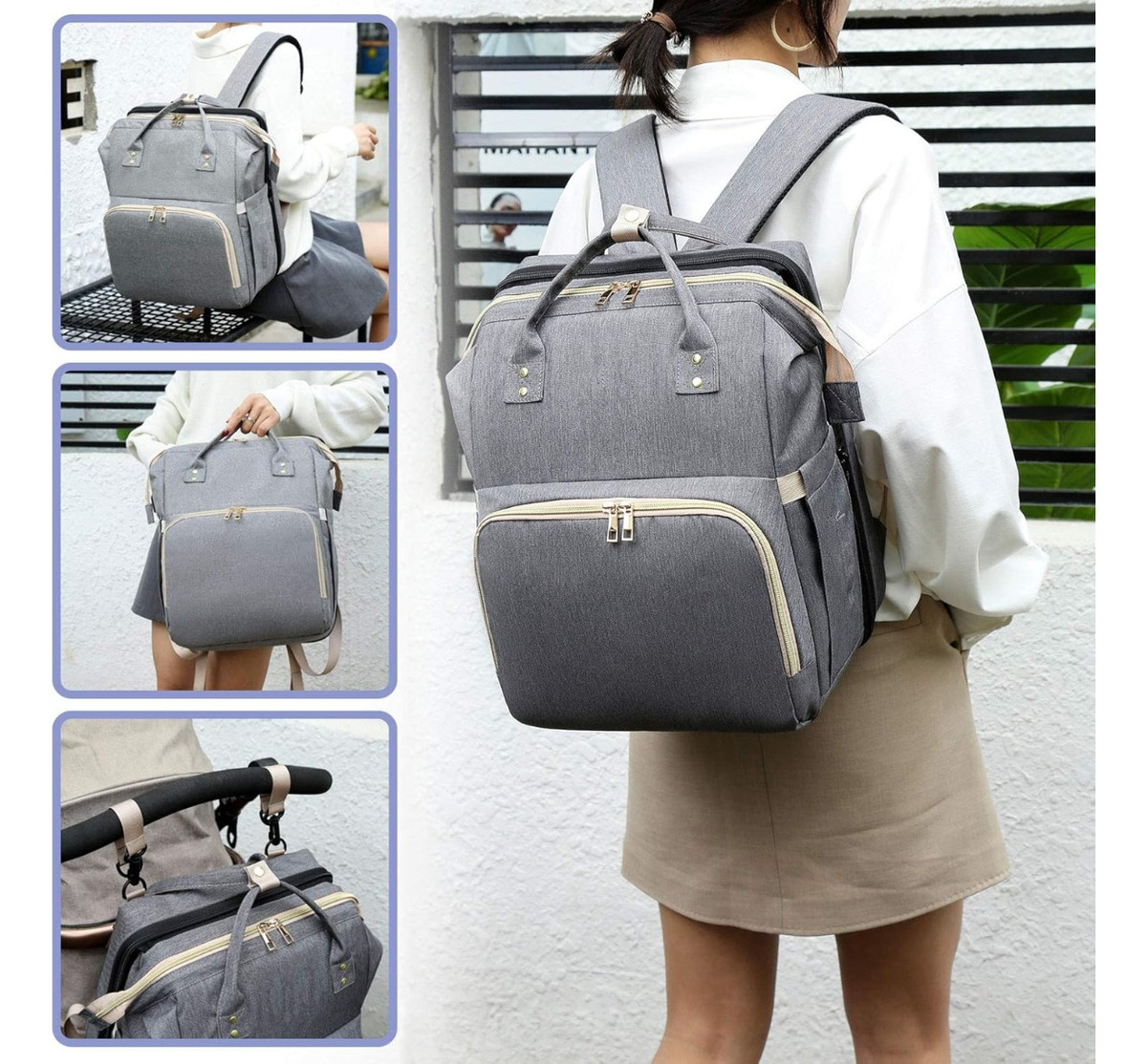 MOCHILAS BOLSOS PAÑALERA PORTÁTIL LIGERO MAMÁ BEBES LAU - 4