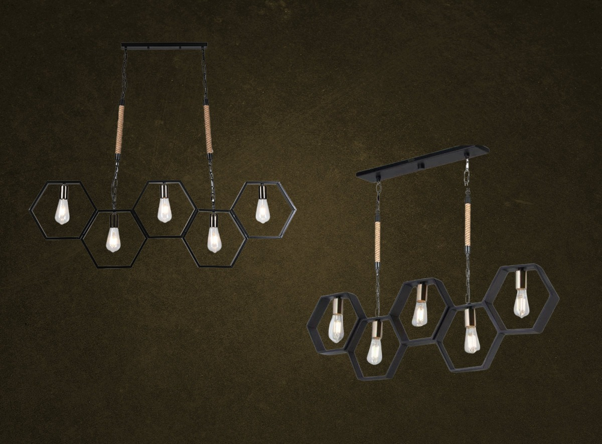 LAMPARA COLGANTE TECHO MODERNO 5 LUCES SALA REST HOGAR LAU - 4